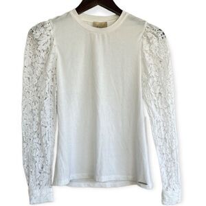 ELIE ELIE TAHARI white puff lace sleeve shirt